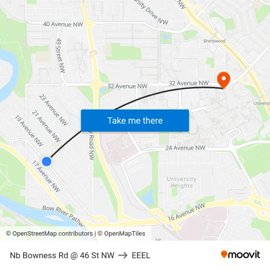 Nb Bowness Rd @ 46 St NW to EEEL map