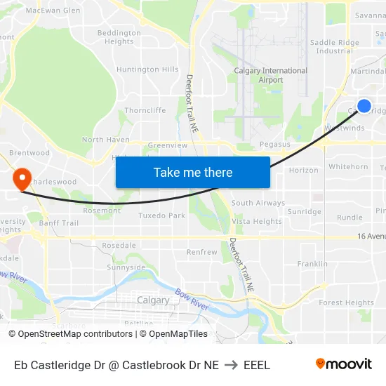 Eb Castleridge Dr @ Castlebrook Dr NE to EEEL map