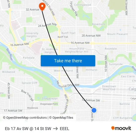 Eb 17 Av SW @ 14 St SW to EEEL map