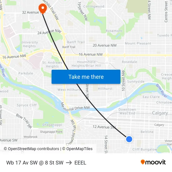Wb 17 Av SW @ 8 St SW to EEEL map
