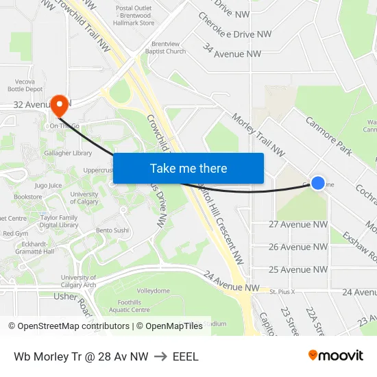 Wb Morley Tr @ 28 Av NW to EEEL map