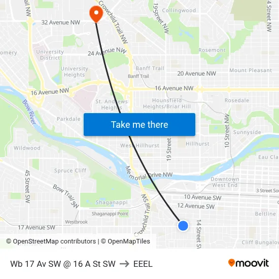 Wb 17 Av SW @ 16 A St SW to EEEL map