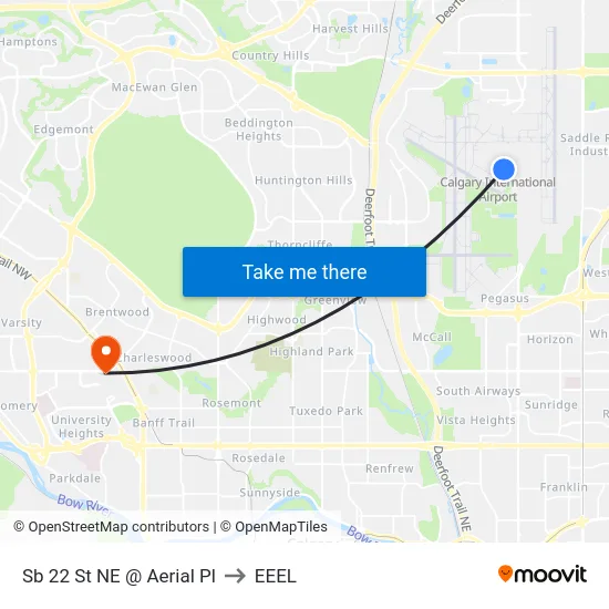 Sb 22 St NE @ Aerial Pl to EEEL map