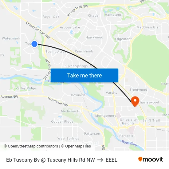 Eb Tuscany Bv @ Tuscany Hills Rd NW to EEEL map