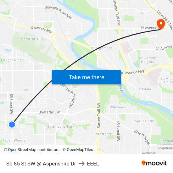 Sb 85 St SW @ Aspenshire Dr to EEEL map