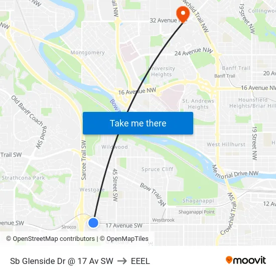 Sb Glenside Dr @ 17 Av SW to EEEL map
