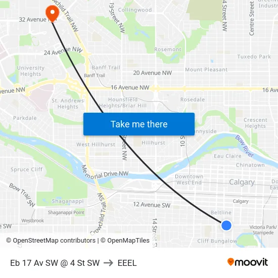 Eb 17 Av SW @ 4 St SW to EEEL map