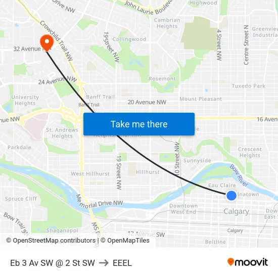 Eb 3 Av SW @ 2 St SW to EEEL map