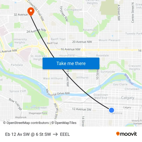Eb 12 Av SW @ 6 St SW to EEEL map