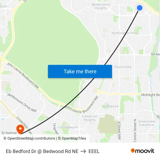 Eb Bedford Dr @ Bedwood Rd NE to EEEL map