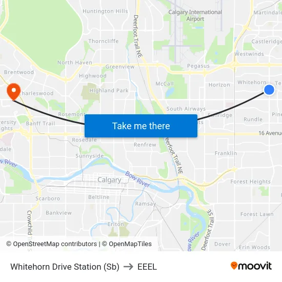 Whitehorn Drive Station (Sb) to EEEL map