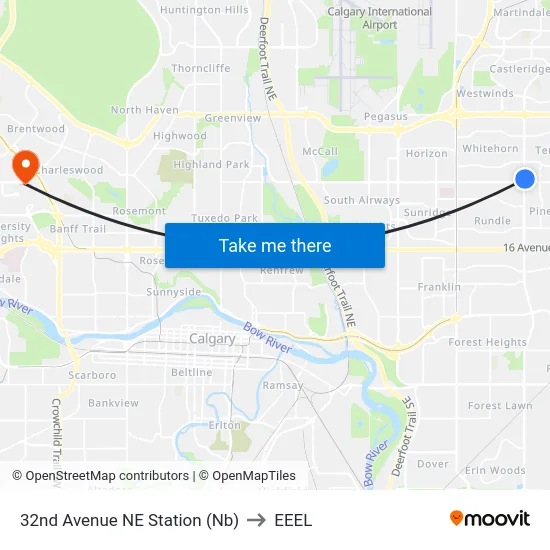 32nd Avenue NE Station (Nb) to EEEL map