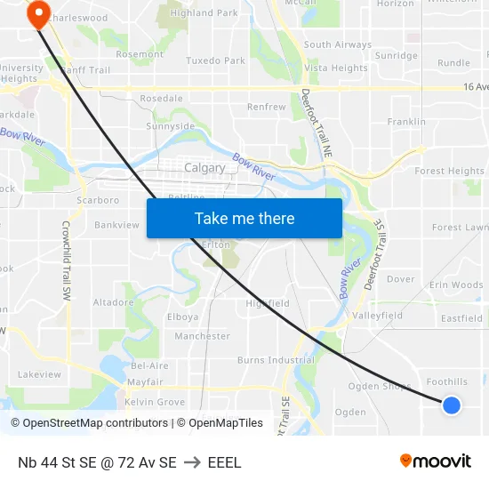 Nb 44 St SE @ 72 Av SE to EEEL map