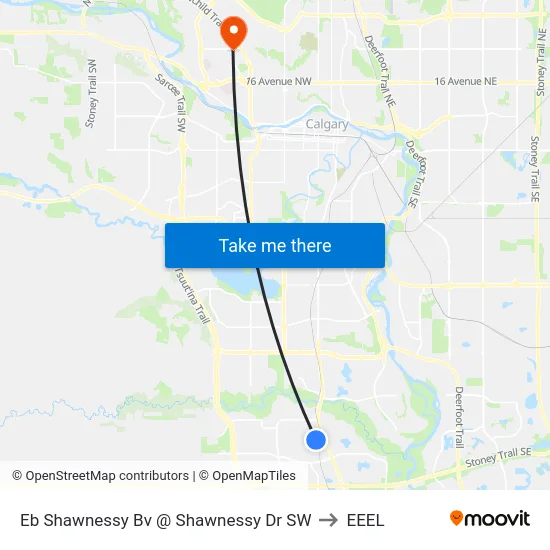 Eb Shawnessy Bv @ Shawnessy Dr SW to EEEL map