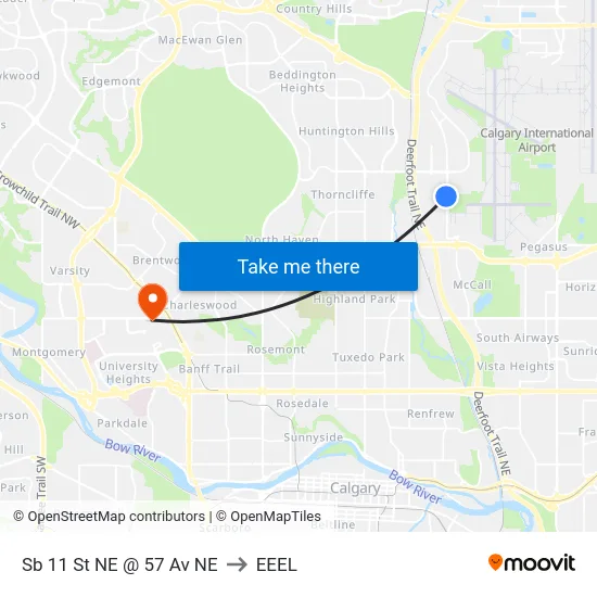 Sb 11 St NE @ 57 Av NE to EEEL map