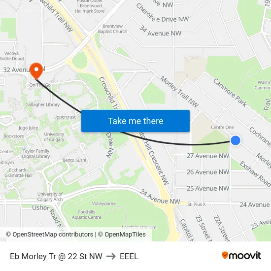 Eb Morley Tr @ 22 St NW to EEEL map