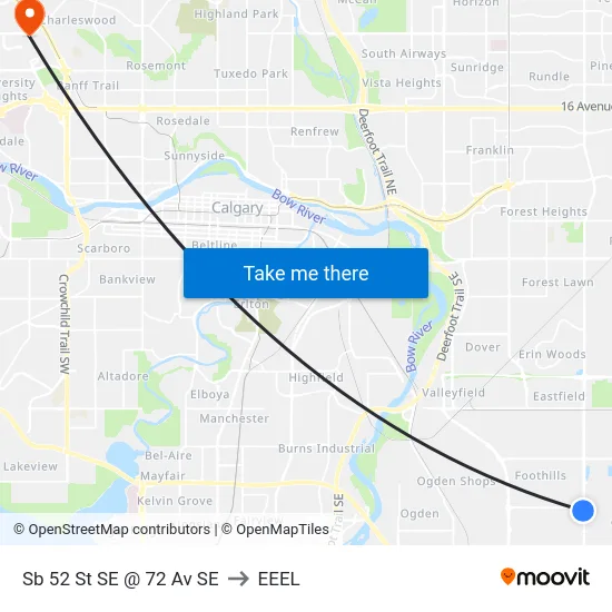 Sb 52 St SE @ 72 Av SE to EEEL map