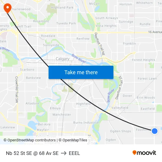 Nb 52 St SE @ 68 Av SE to EEEL map