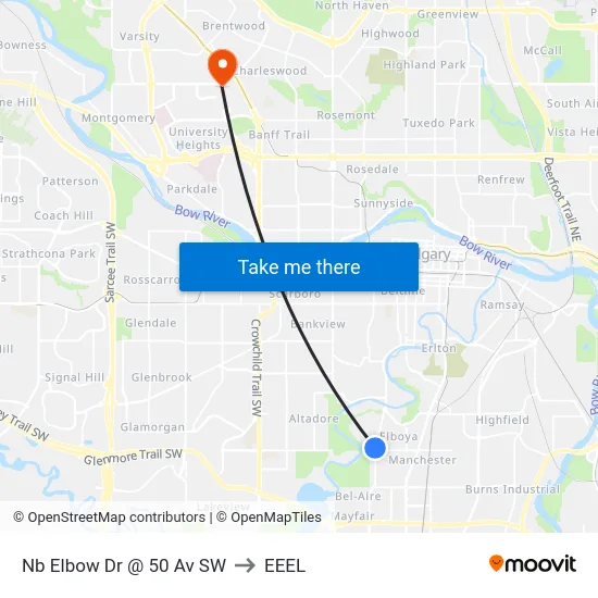 Nb Elbow Dr @ 50 Av SW to EEEL map