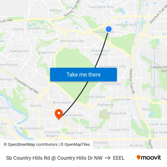 Sb Country Hills Rd @ Country Hills Dr NW to EEEL map
