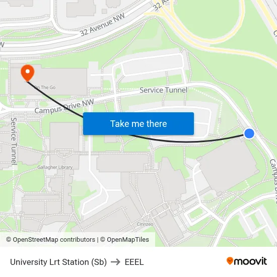 University Lrt Station (Sb) to EEEL map