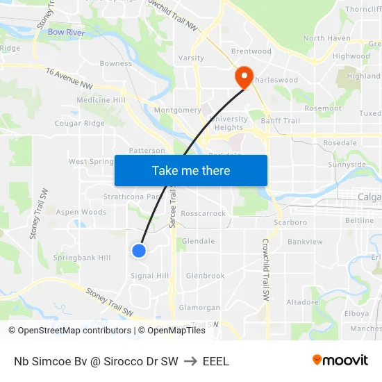 Nb Simcoe Bv @ Sirocco Dr SW to EEEL map