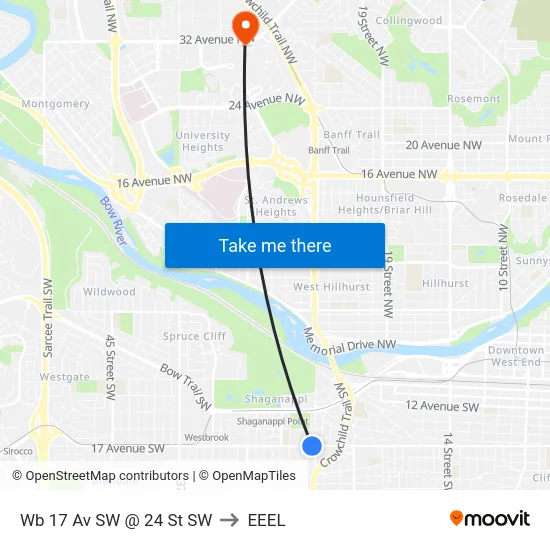 Wb 17 Av SW @ 24 St SW to EEEL map