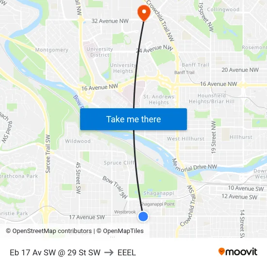 Eb 17 Av SW @ 29 St SW to EEEL map