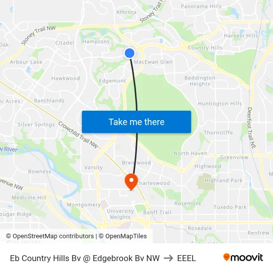 Eb Country Hills Bv @ Edgebrook Bv NW to EEEL map
