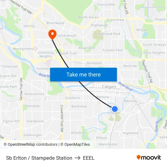 Sb Erlton / Stampede Station to EEEL map