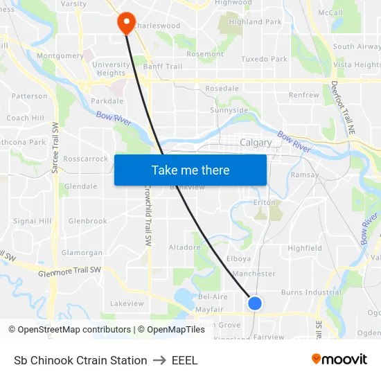 Sb Chinook Ctrain Station to EEEL map