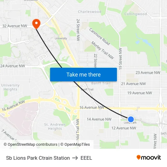 Sb Lions Park Ctrain Station to EEEL map