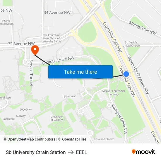 Sb University Ctrain Station to EEEL map