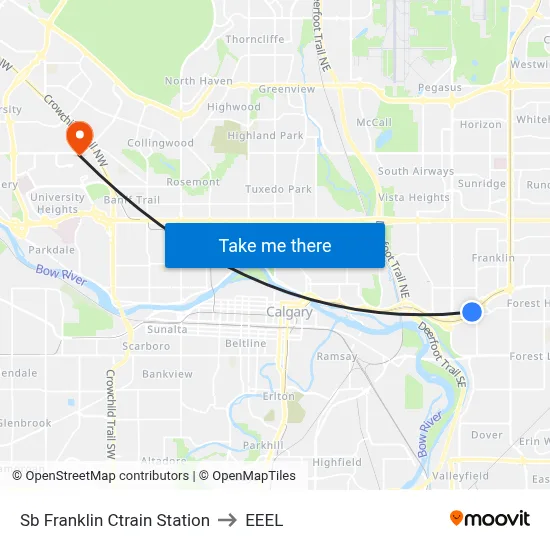Sb Franklin Ctrain Station to EEEL map