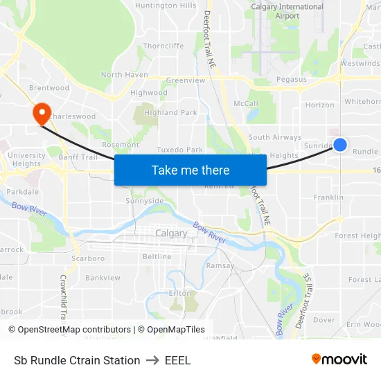 Sb Rundle Ctrain Station to EEEL map