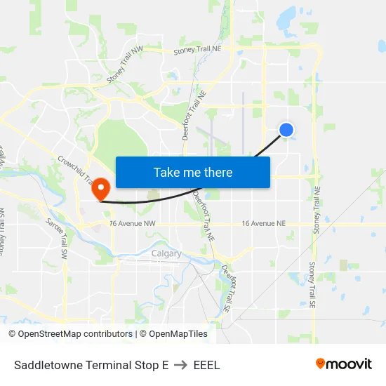 Saddletowne Terminal Stop E to EEEL map