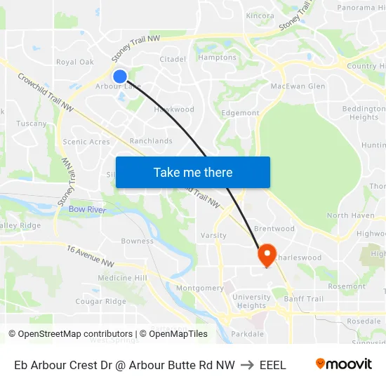 Eb Arbour Crest Dr @ Arbour Butte Rd NW to EEEL map