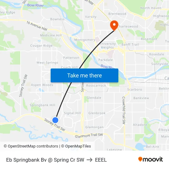 Eb Springbank Bv @ Spring Cr SW to EEEL map