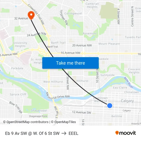 Eb 9 Av SW @ W. Of 6 St SW to EEEL map