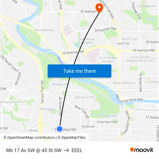 Wb 17 Av SW @ 45 St SW to EEEL map