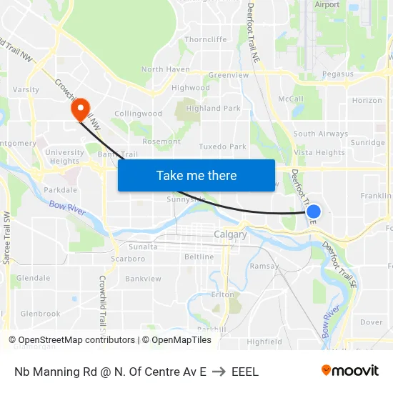 Nb Manning Rd @ N. Of Centre Av E to EEEL map