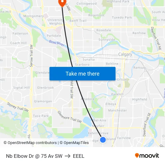 Nb Elbow Dr @ 75 Av SW to EEEL map