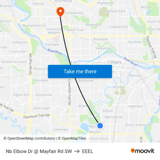 Nb Elbow Dr @ Mayfair Rd SW to EEEL map