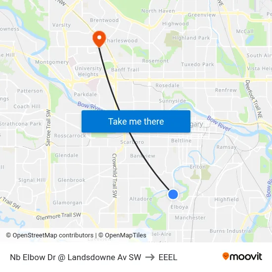 Nb Elbow Dr @ Landsdowne Av SW to EEEL map
