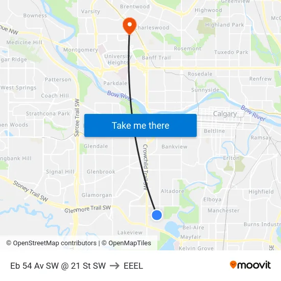 Eb 54 Av SW @ 21 St SW to EEEL map