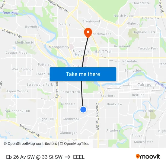 Eb 26 Av SW @ 33 St SW to EEEL map