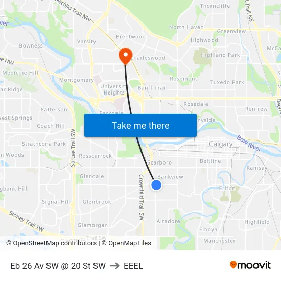 Eb 26 Av SW @ 20 St SW to EEEL map