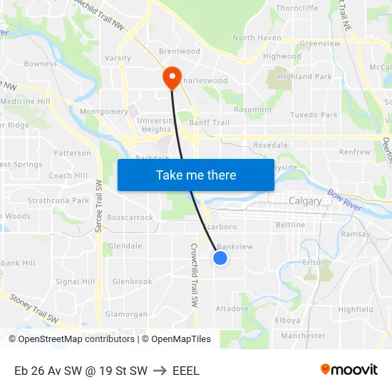 Eb 26 Av SW @ 19 St SW to EEEL map