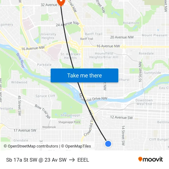 Sb 17a St SW @ 23 Av SW to EEEL map