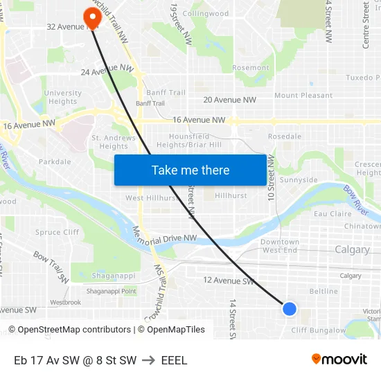 Eb 17 Av SW @ 8 St SW to EEEL map